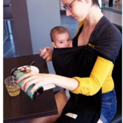 Little Baby Wrap Without A Knot - Grey/Black 2 Little Baby Wrap Without A Knot - Grey/Black - Image 2