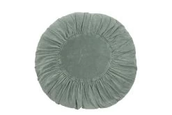 Round Velvet Cushion Ruffles Old Green 60cm