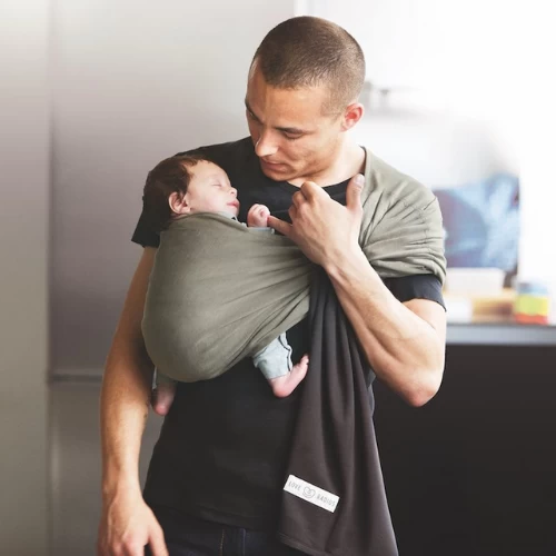 Little Baby Wrap Without A Knot - Grey/Olive 2 Little Baby Wrap Without A Knot - Grey/Olive - Image 2