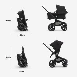 Bugaboo Fox5 Complete -Baby Products Store Bugaboo Fox 5 bassinet seat stroller black chassis midnight black fabrics midnight black sun canopy x PV006272 06